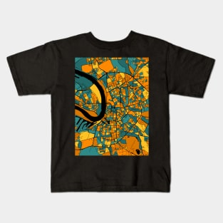 Dusseldorf Map Pattern in Orange & Teal Kids T-Shirt